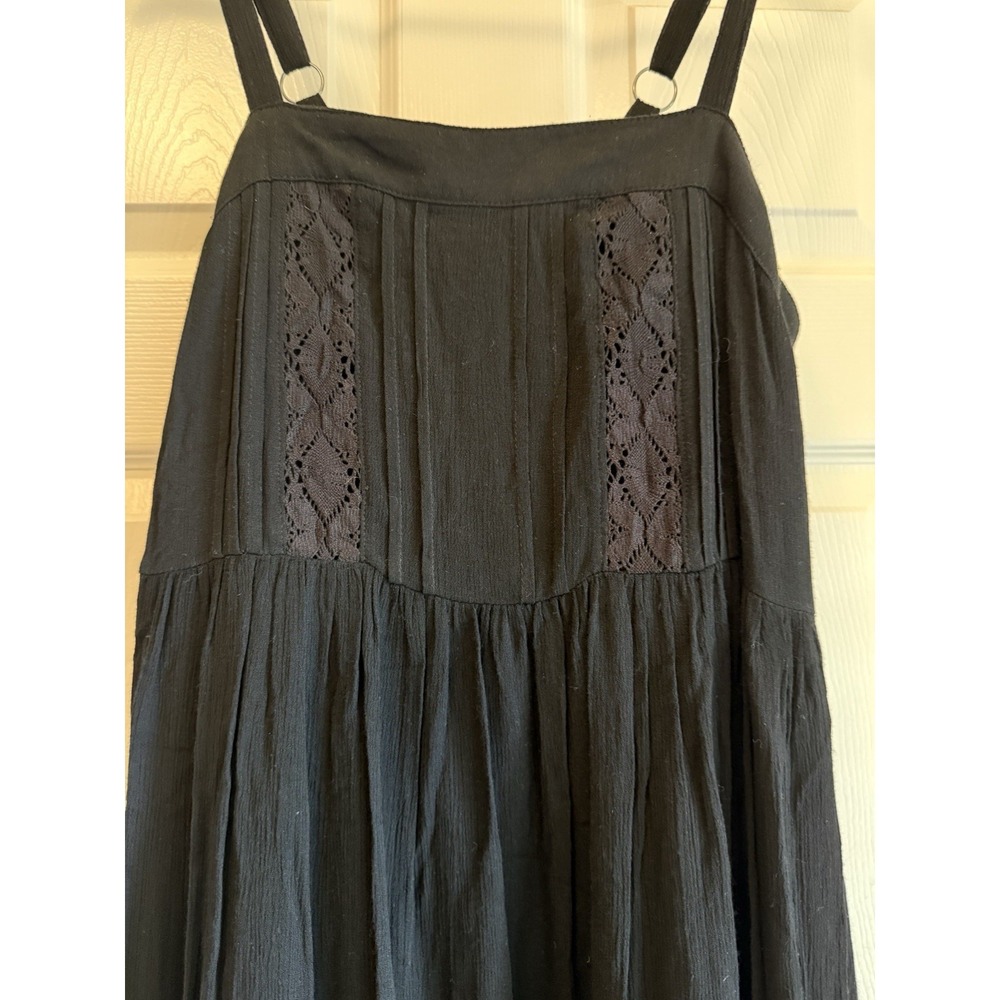 Natural Life Mini Dress Women S Black Boho Crochet Lace Pintuck Spaghetti Strap - Picture 2 of 9
